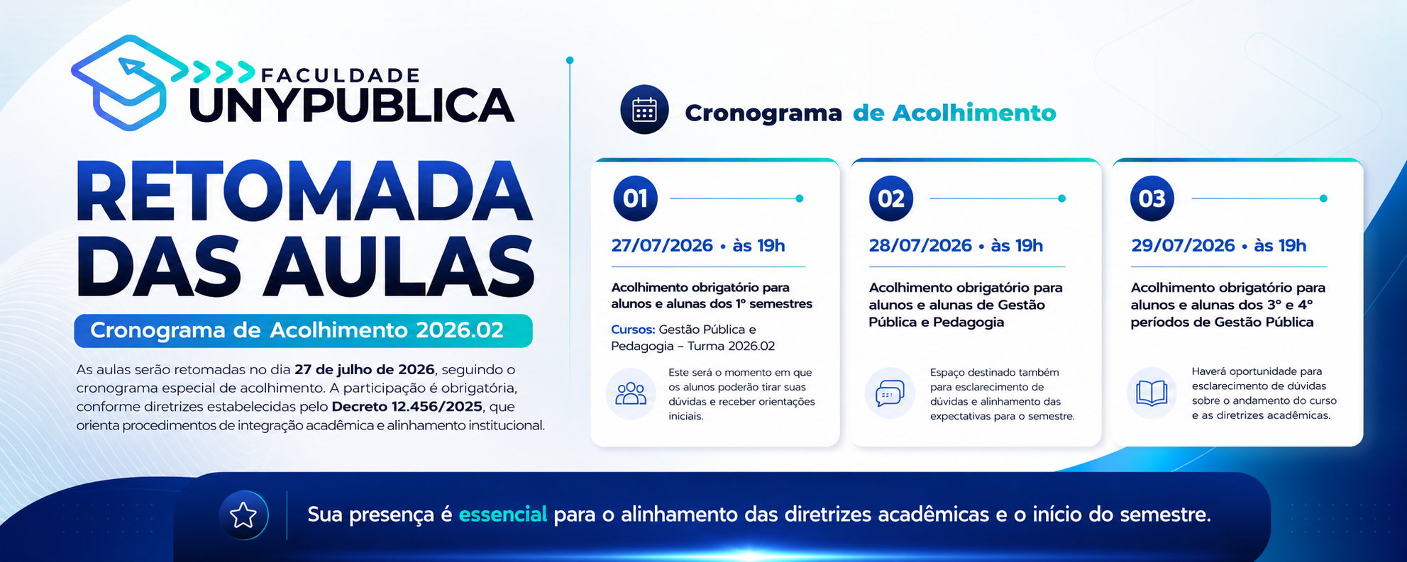Retomada das Aulas 2026.02 - Cronograma de Acolhimento